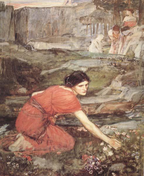 John William Waterhouse Study:Maiidens picking Flowers by a Stream (mk41) Sweden oil painting art